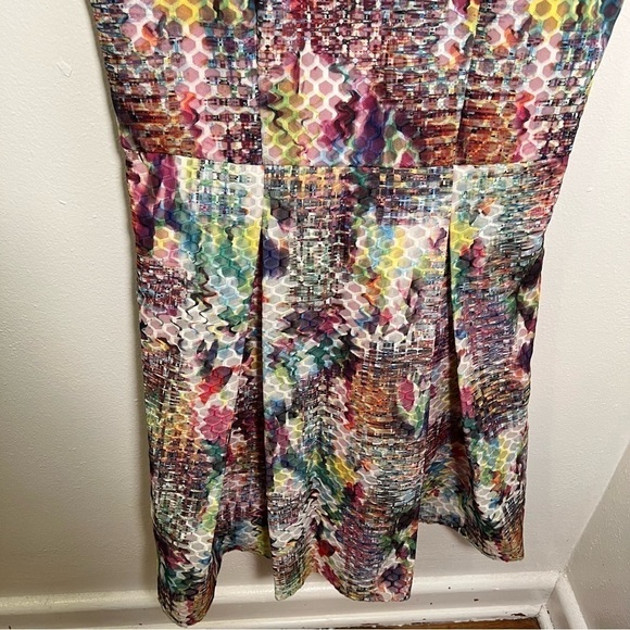 New York & Co Sleeveless Fit & Flare Dress Textured Geometric 10 - Picture 3 of 10